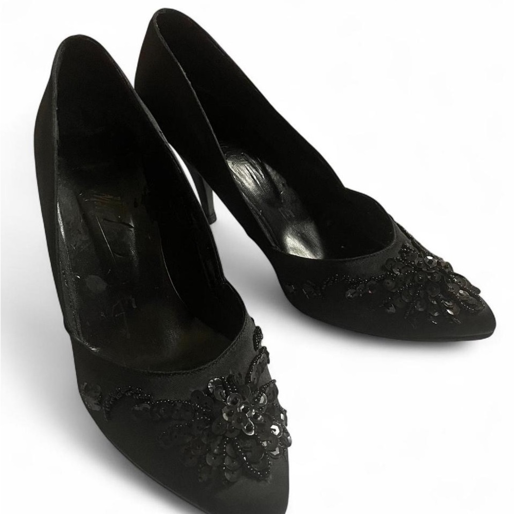 Marie Leon • Vintage Black Sequins High Heel Pumps SIZE - 7.5 • Whimsigoth Glam